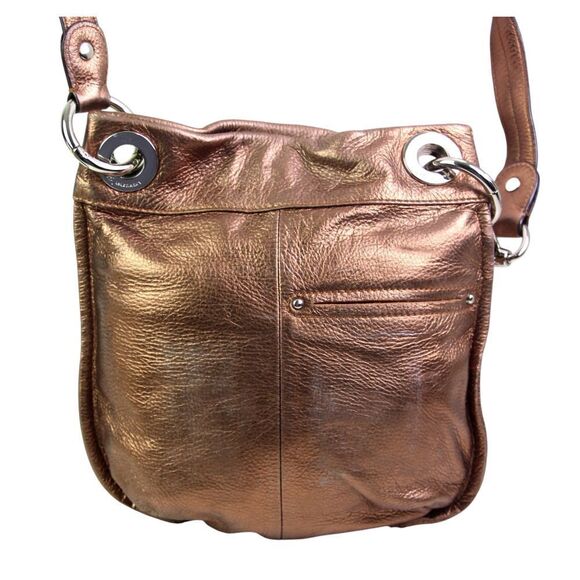 ROOMY B. Makowsky BRONZE BROWN GENUINE LEATHER X-BODY SHOULDER BAG HANDBAG PURSE - Picture 6 of 15
